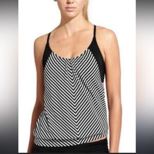 Athleta Slash Striped Blousy  in Black and White